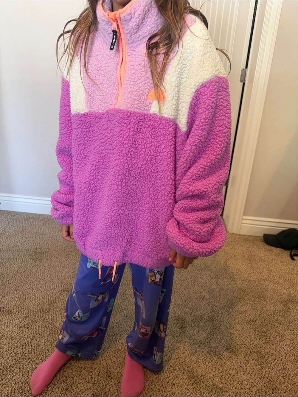 Limited Too Pink and White Sherpa Jacket Juniors size Medium